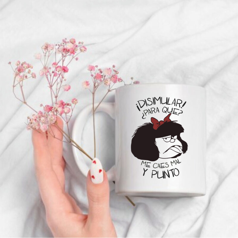Taza "Me caes mal y punto"